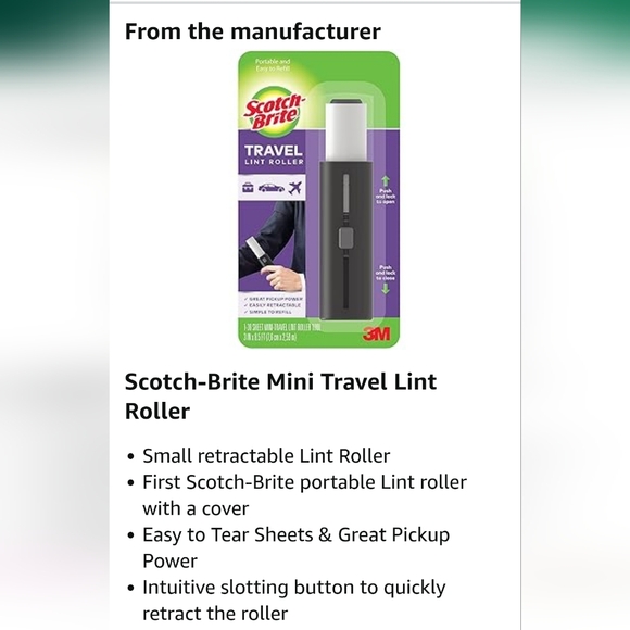 Scotch Brite Mini Travel Lint Roller & Bonus - Picture 1 of 4